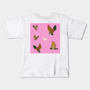 Belgian D'Uccle Pattern Pink Kids T-Shirt